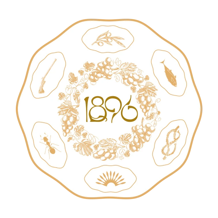 Assiette illustrée du 1896, décor doré